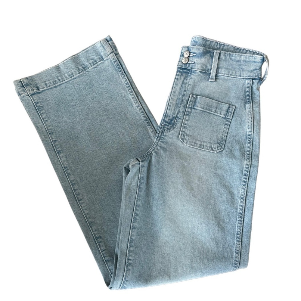 Old Navy Light Blue Extra High Rise Ski Hi Wide Leg Rise Jeans